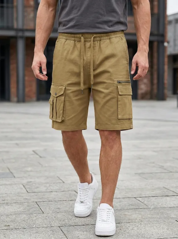 Modern Pocketed Drawstring Utility Cargo Shorts