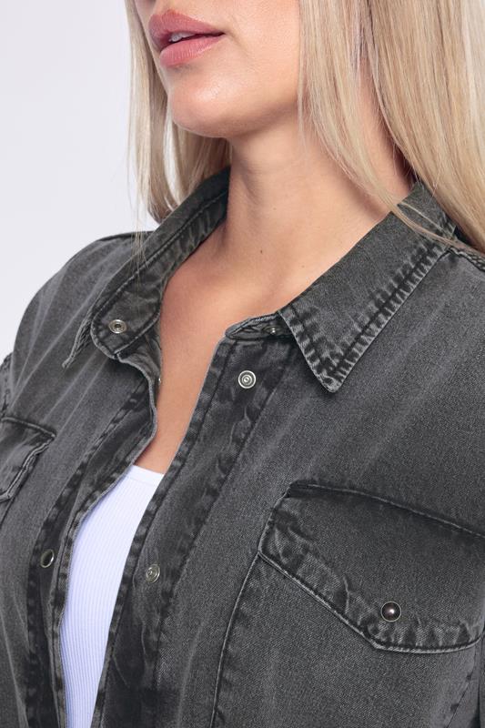 Black Washed Western Denim Shirt detail 3