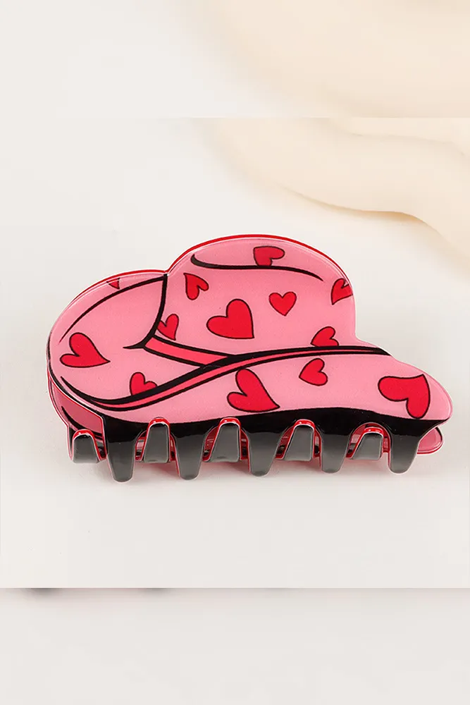 Acrylic Heart Hair Clip Set