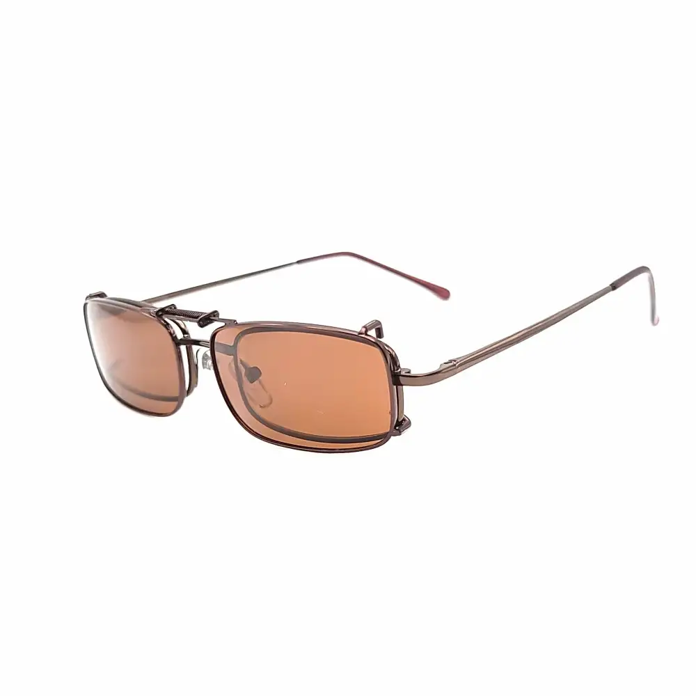 Amber Lens 50mm Rectangular Polarized Clip-On Sunglasses