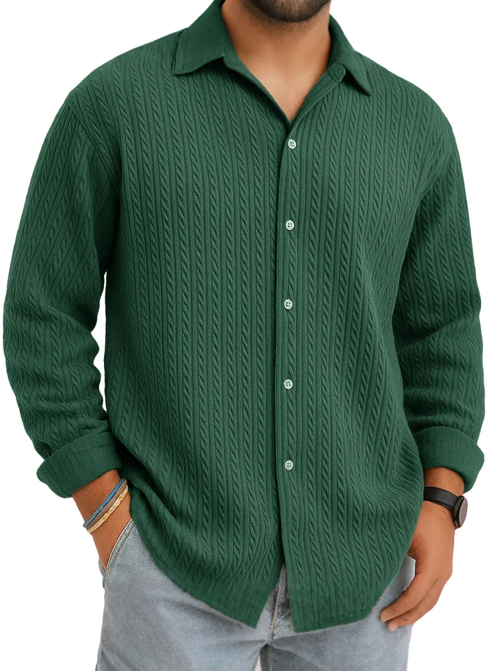 Jacquard Camp Collar Shirt