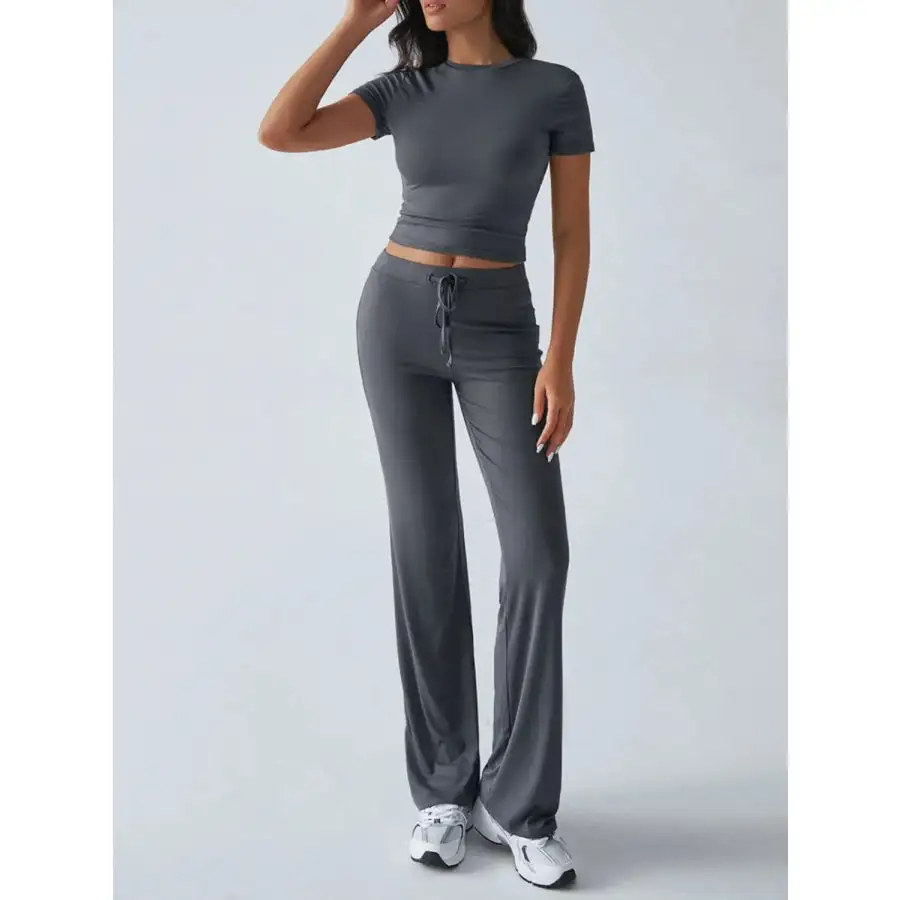 Everyday Round Neck Short Sleeve Top and Pants Set