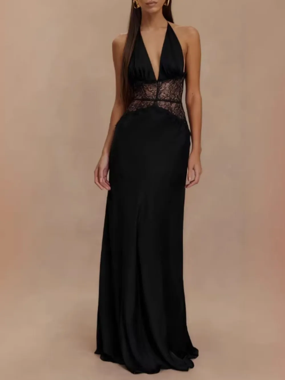 Polished Detail Lace Maxi Dress