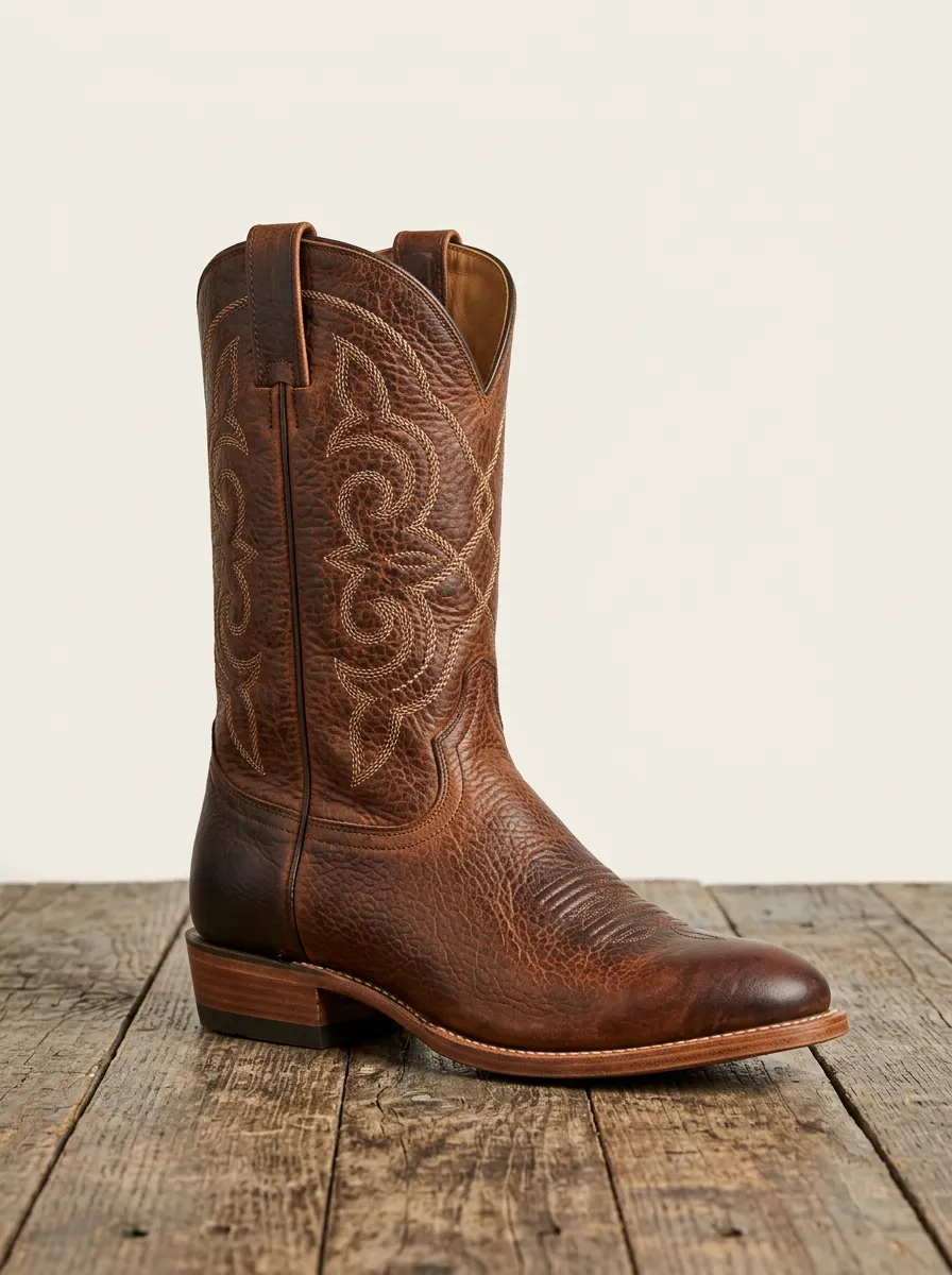 Canyon Embroidered Distressed Leather-Look Rodeo Style Men's Western Cowboy Boots