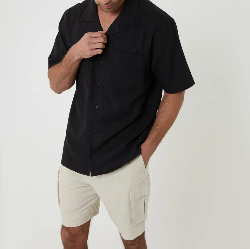 Men's Light Stone Linen Blend Cargo Shorts
