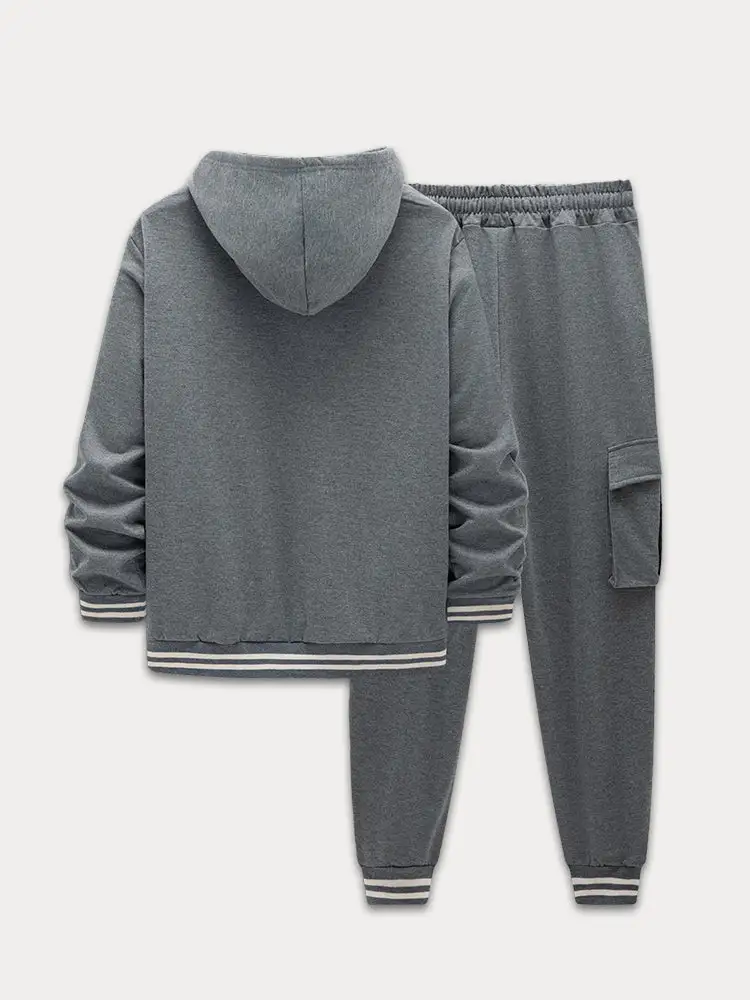 Sporty Hooded Jacket Pants Set