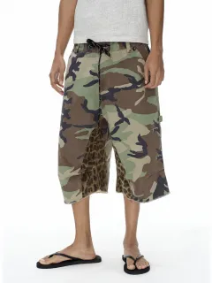 Wide-Leg Camouflage Leopard Jorts