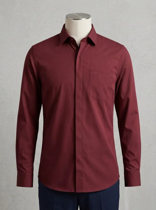 Men's Non-Iron Cotton Sage Green Embroidered Accent Long Sleeve Shirt