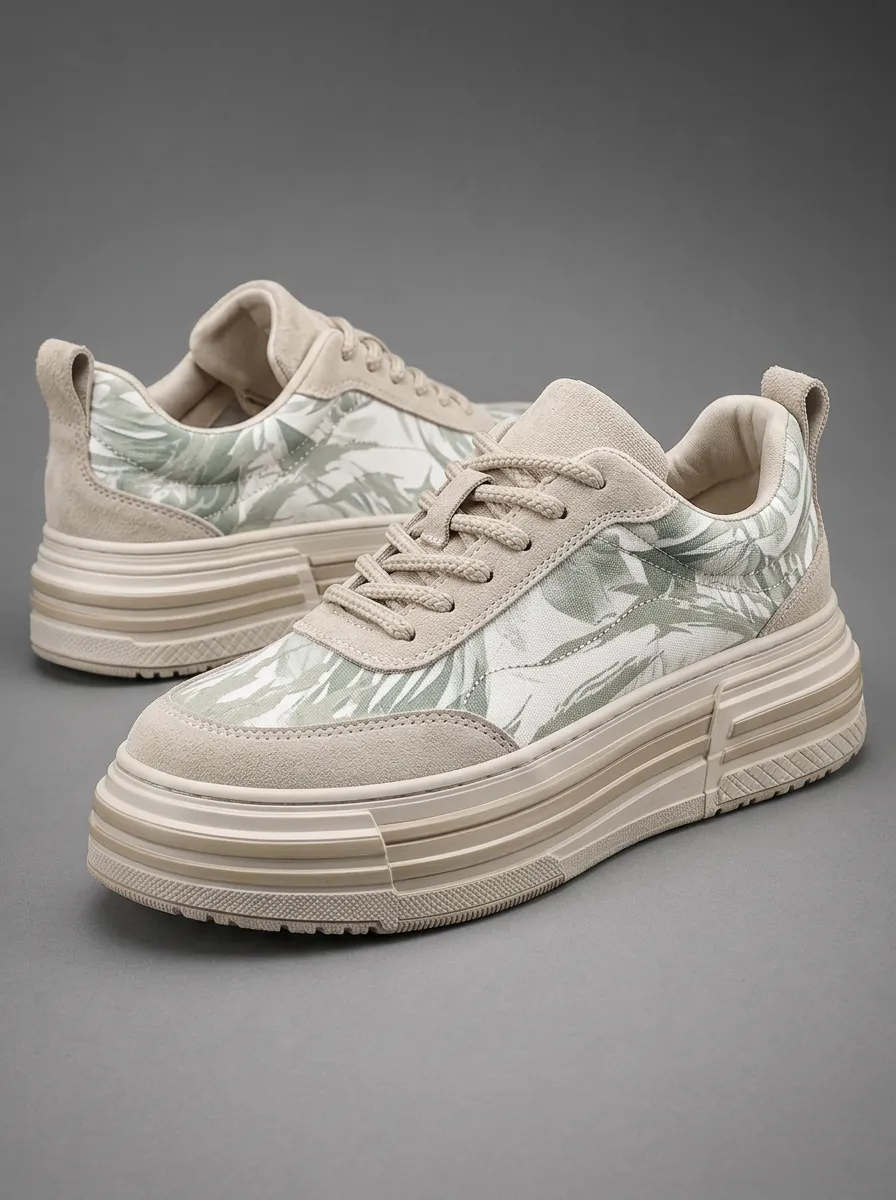 Men's Casual Botanical Leaf Patterned Skate Shoes