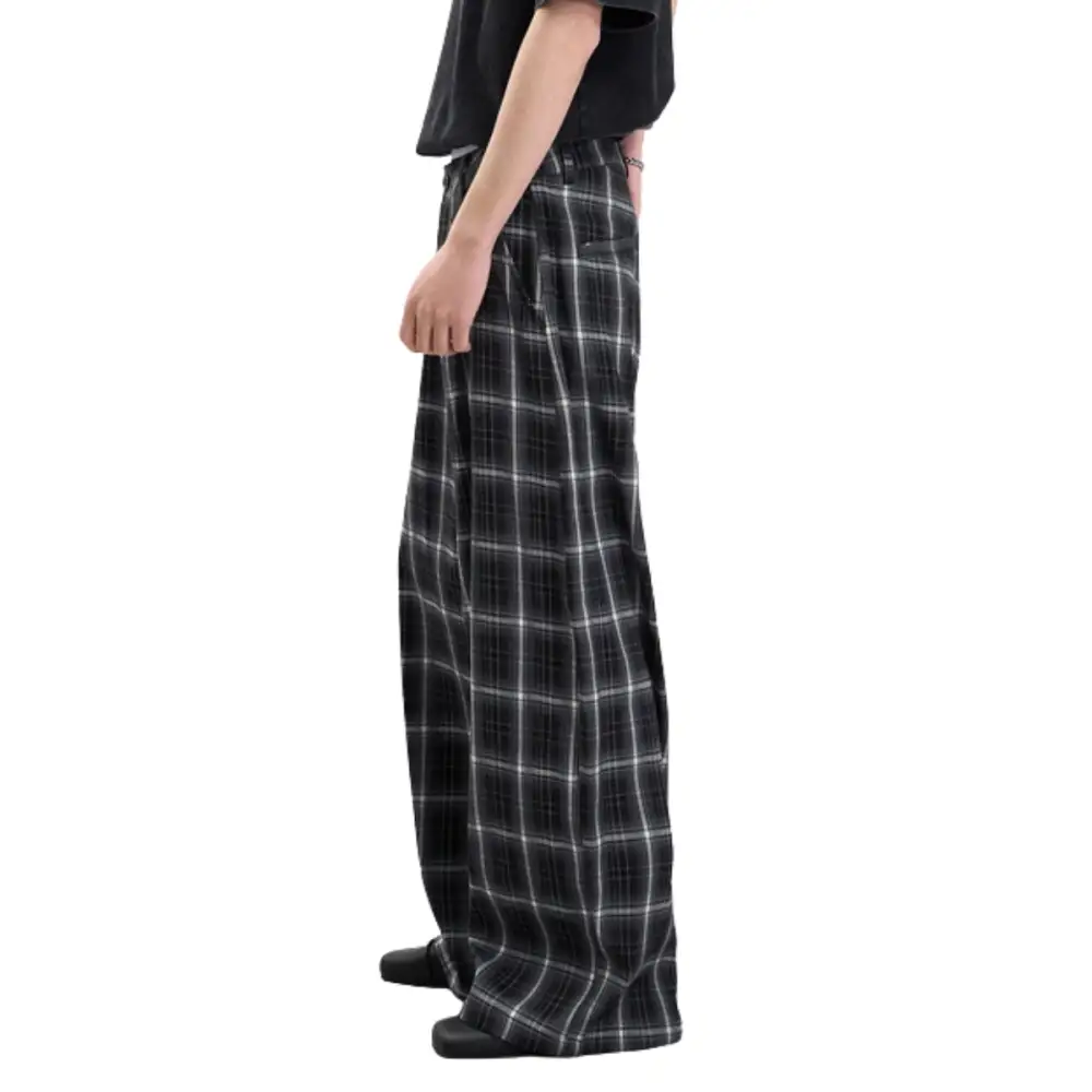 Baggy Plaid Casual Pants