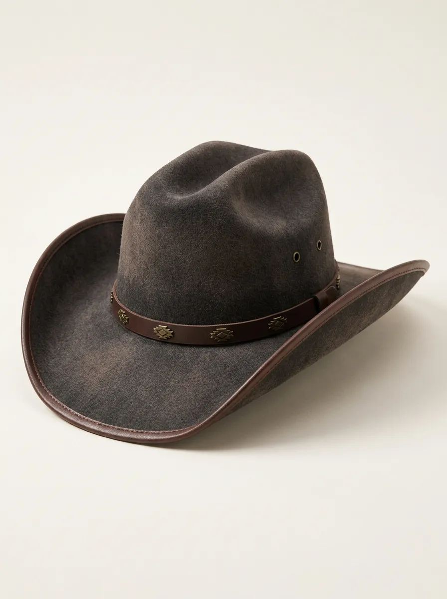 Geometric Stud Detail Felt Cowboy Hat