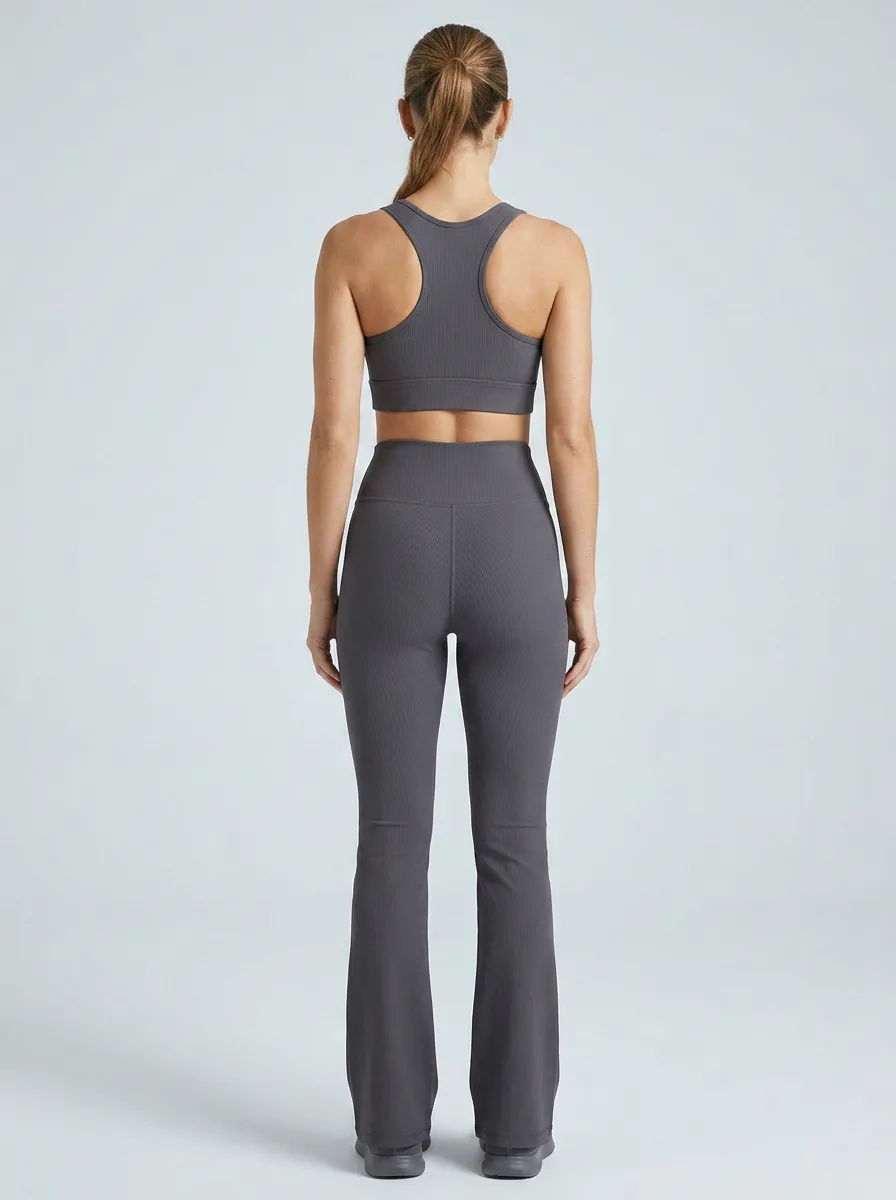 Yoga-Inspired Athleisure-Look Women's Tank Top Flare Pants Active Set