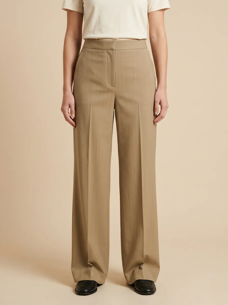 Pinstripe High Rise Wide Leg Trousers
