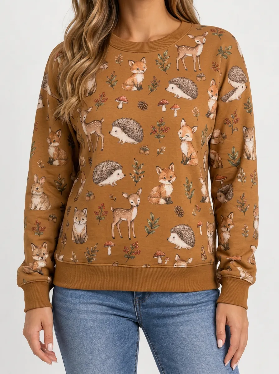 Women's Fox and Deer Artwork Inspired Sweatshirt