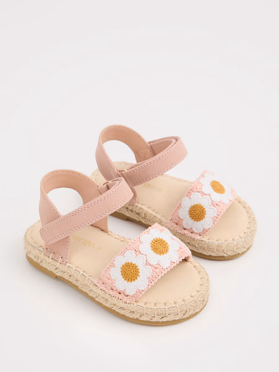 Pink Daisy Espadrille Sandals detail 2