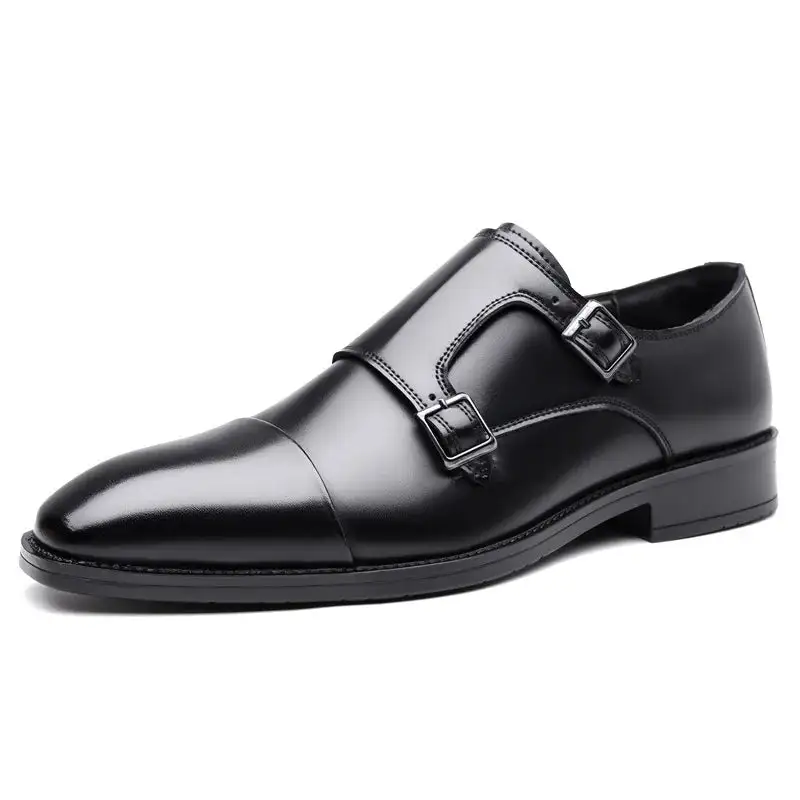 Leather Double-Buckle Dress Shoes
