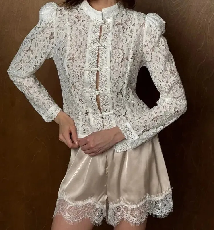 Long-Sleeve Lace Top