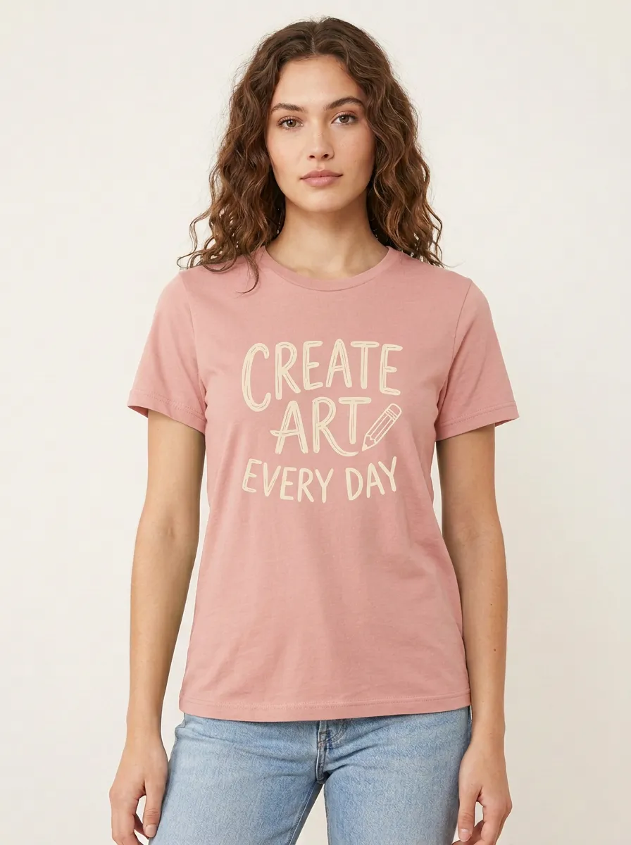 Women's Artist Create Art Every Day Pencil Graphic T-Shirt