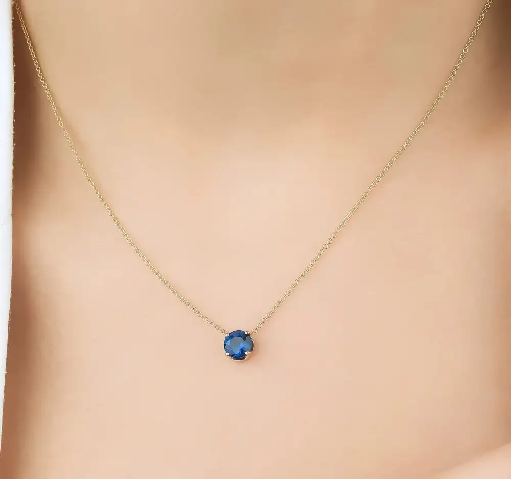 Solitaire Sapphire Necklace