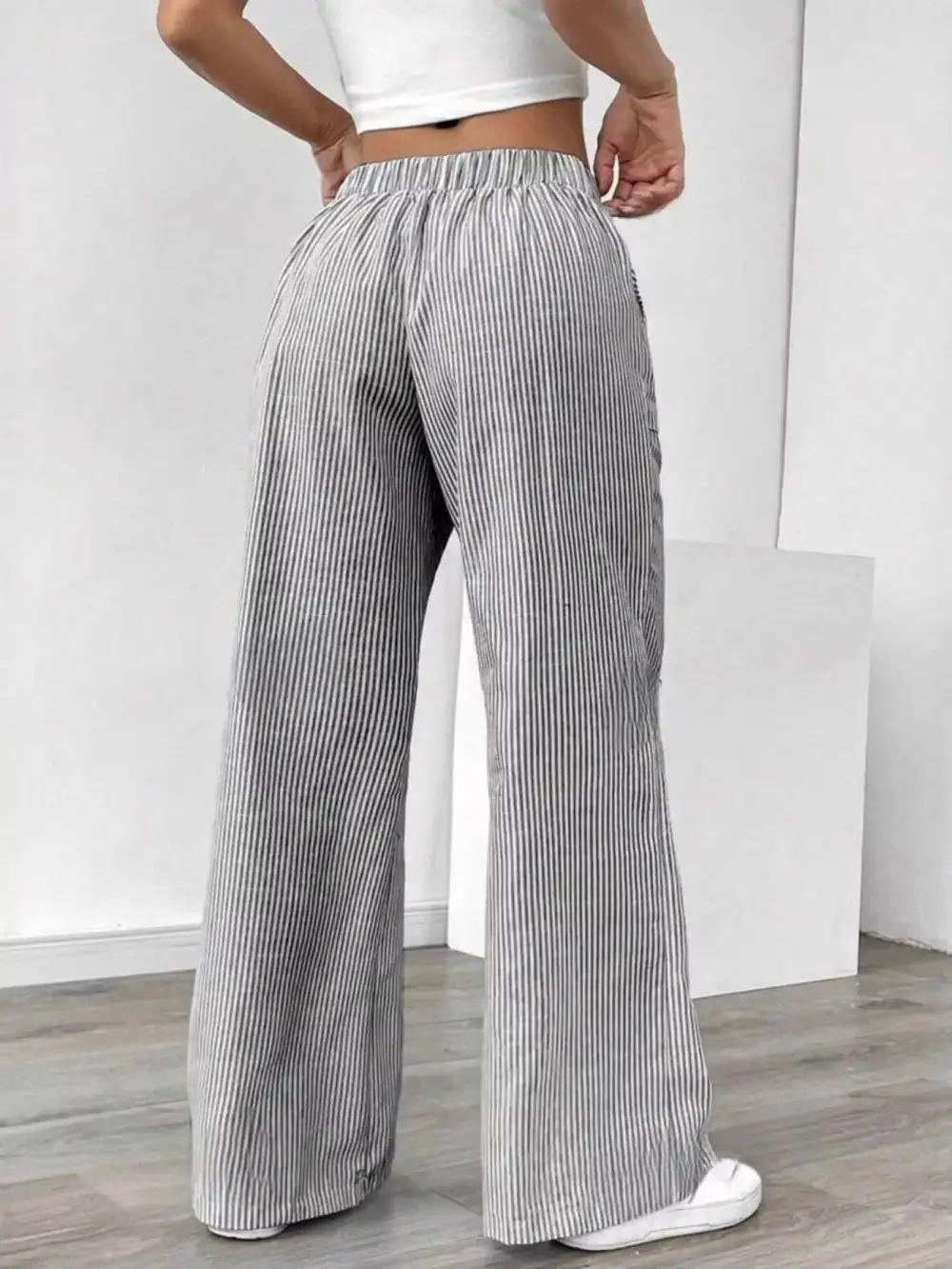 Wide Leg Striped Trousers