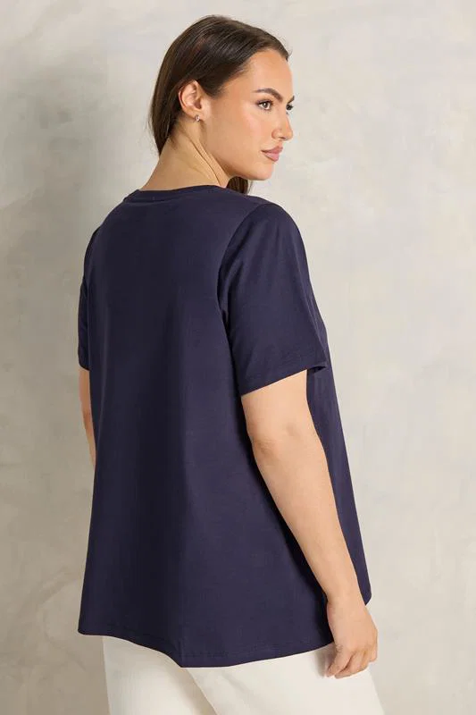 Navy Blue Beaded Flower T-Shirt detail 3
