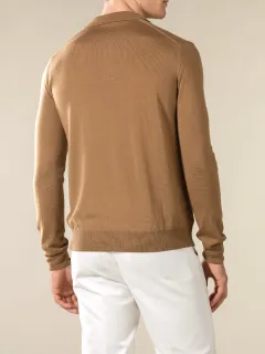 Polo Shirt Featuring Cashmere Merino Blend Buttonless Slim Fit Knit Construction
