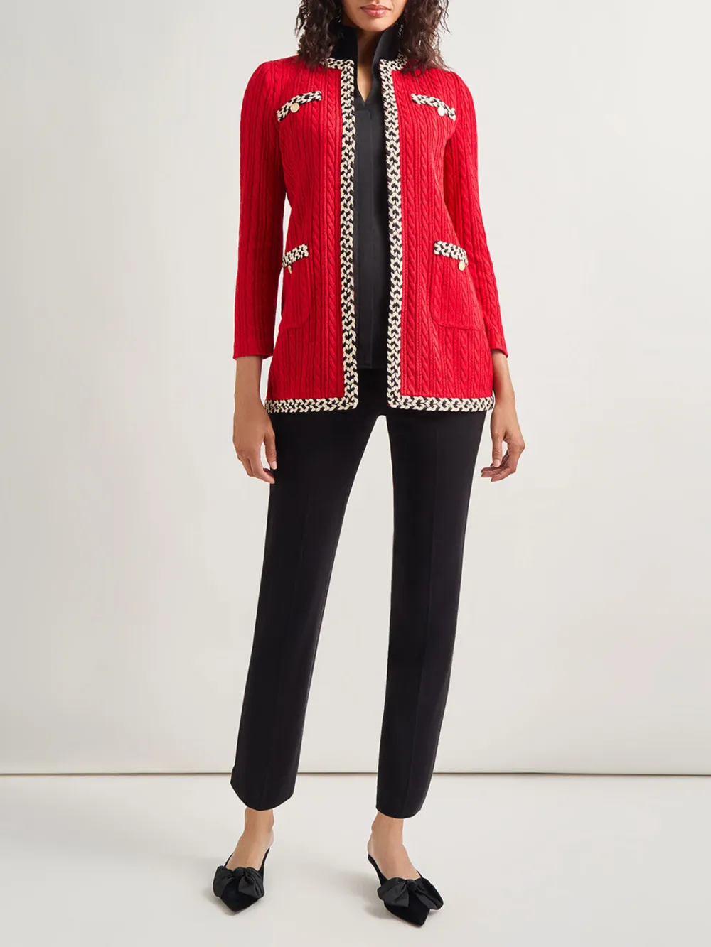 Contrast Colored Medium Length Jacket