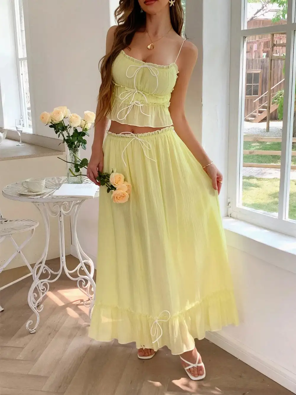 Square Neck Ruched Coordinated Set