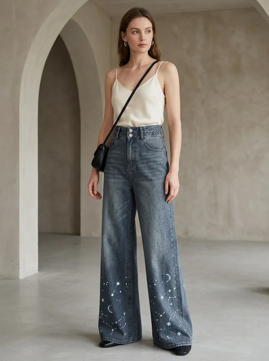 Women's Wide Leg Casual Denim Jeans