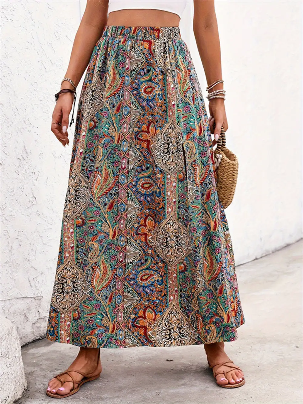 Wearable Printed Slit Skirt