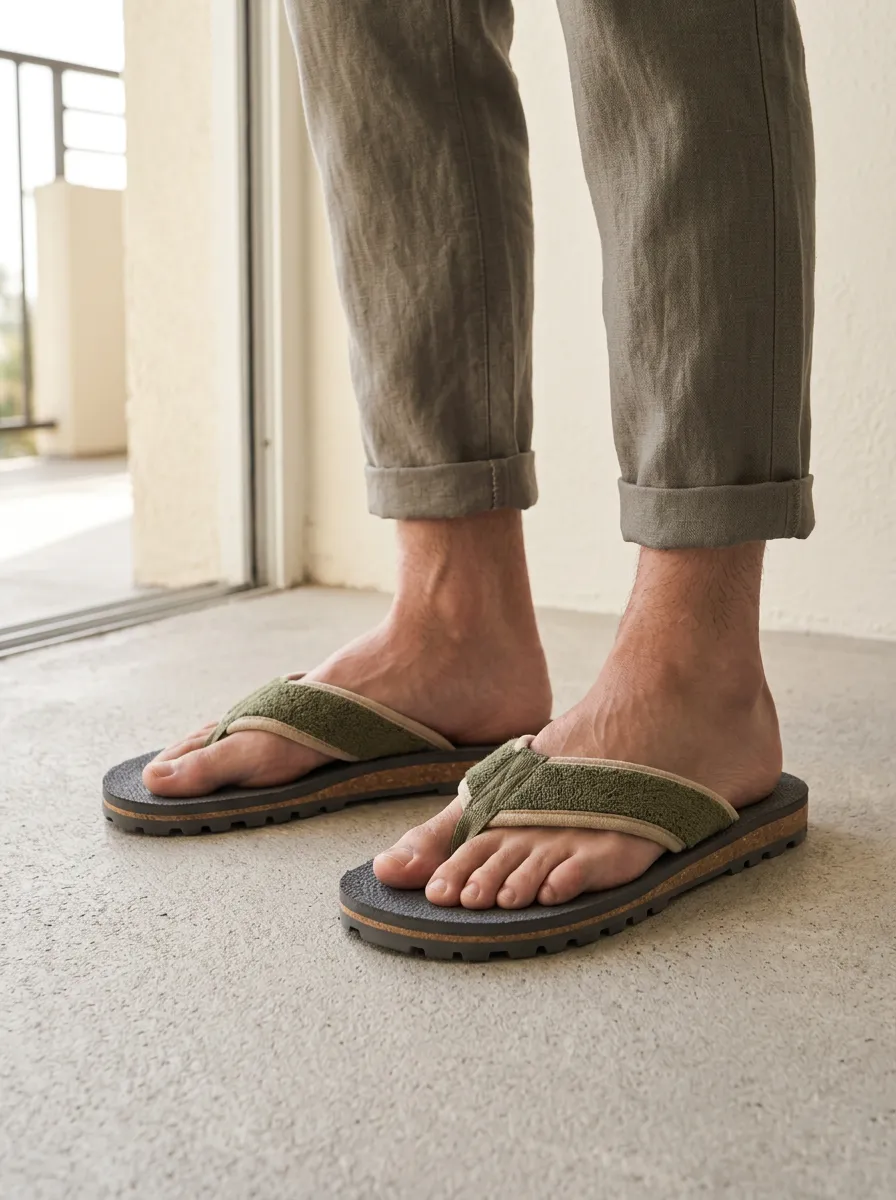 Men's Minimal Casual Fabric Patterned Flip Flops