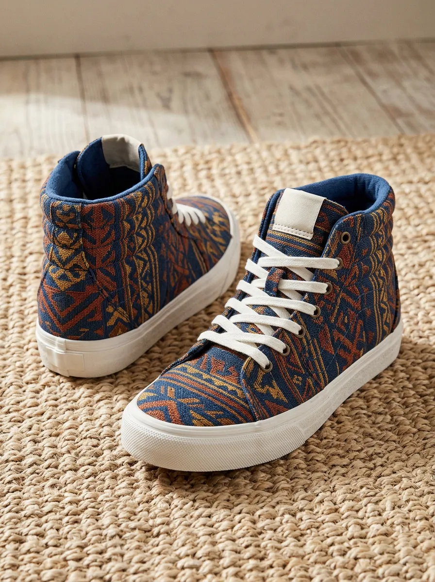 Women's Boho Style Tribal Pattern Printed High Top Sneakers