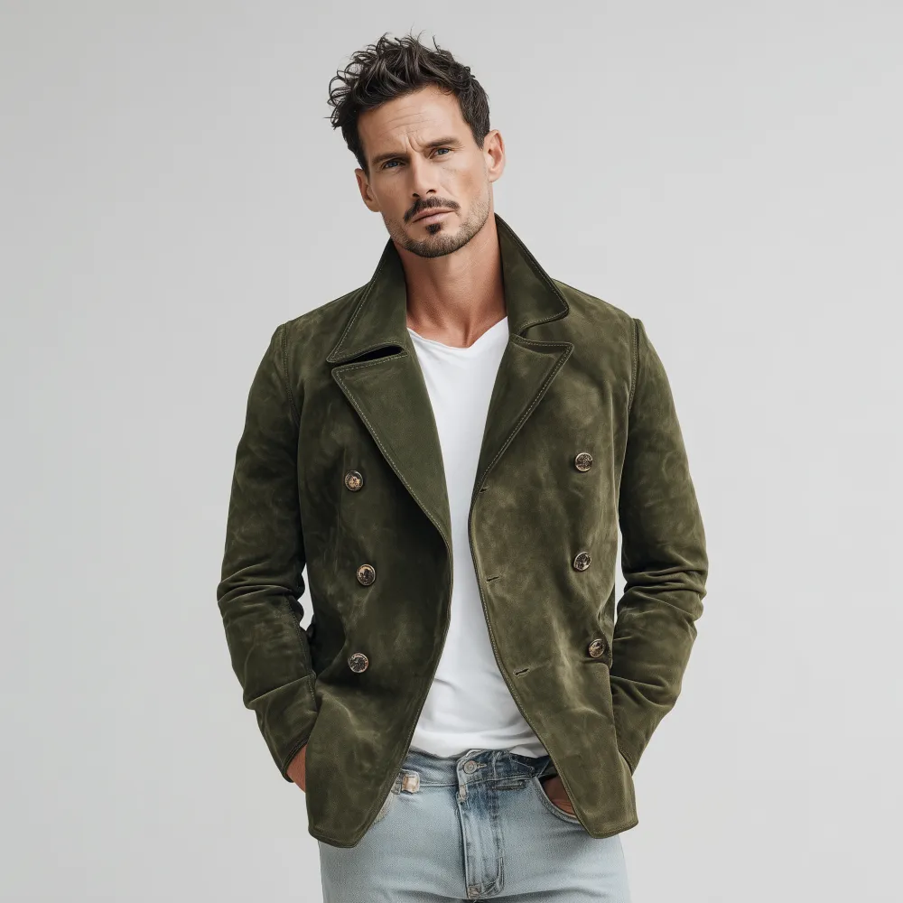Buttoned Chore Suede Jacket
