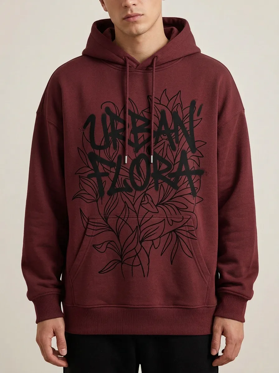 Unisex Urban Flora Graffiti Botanical Hoodie