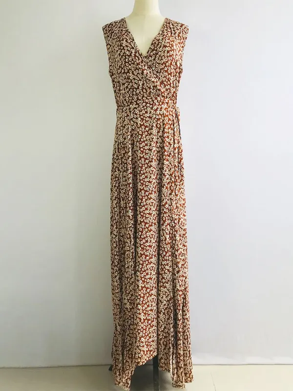 Floral Boho V Neck Maxi Dress