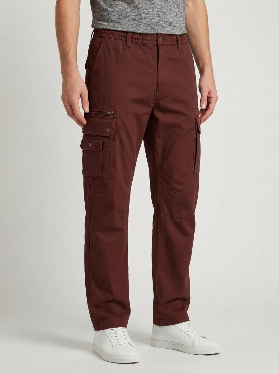 Men's Olive Green Multi-Pocket Tactical Elasticized Waist Cargo Pants