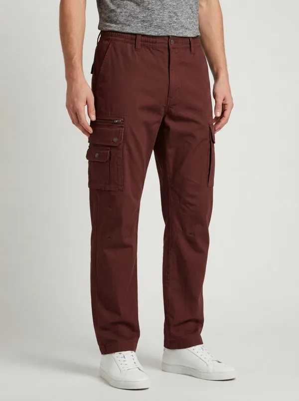 Men's Olive Green Multi-Pocket Tactical Elasticized Waist Cargo Pants