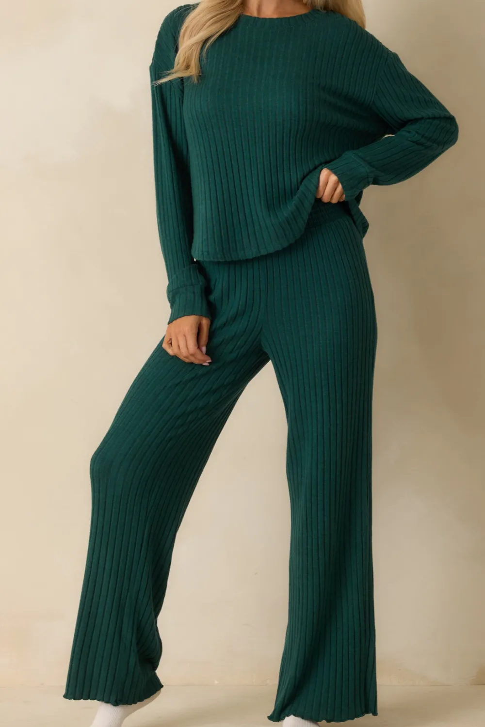Supply Mistletoe Dawn Smocked Ribbed Knit Pants