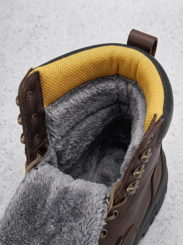 Utility-Ready Outdoor Leather-Look Men's Waterproof Work Boots