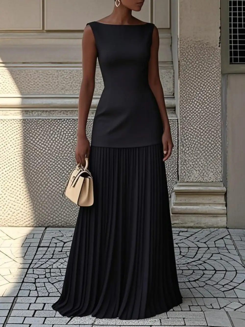Pleated Sleeveless Maxi Dress