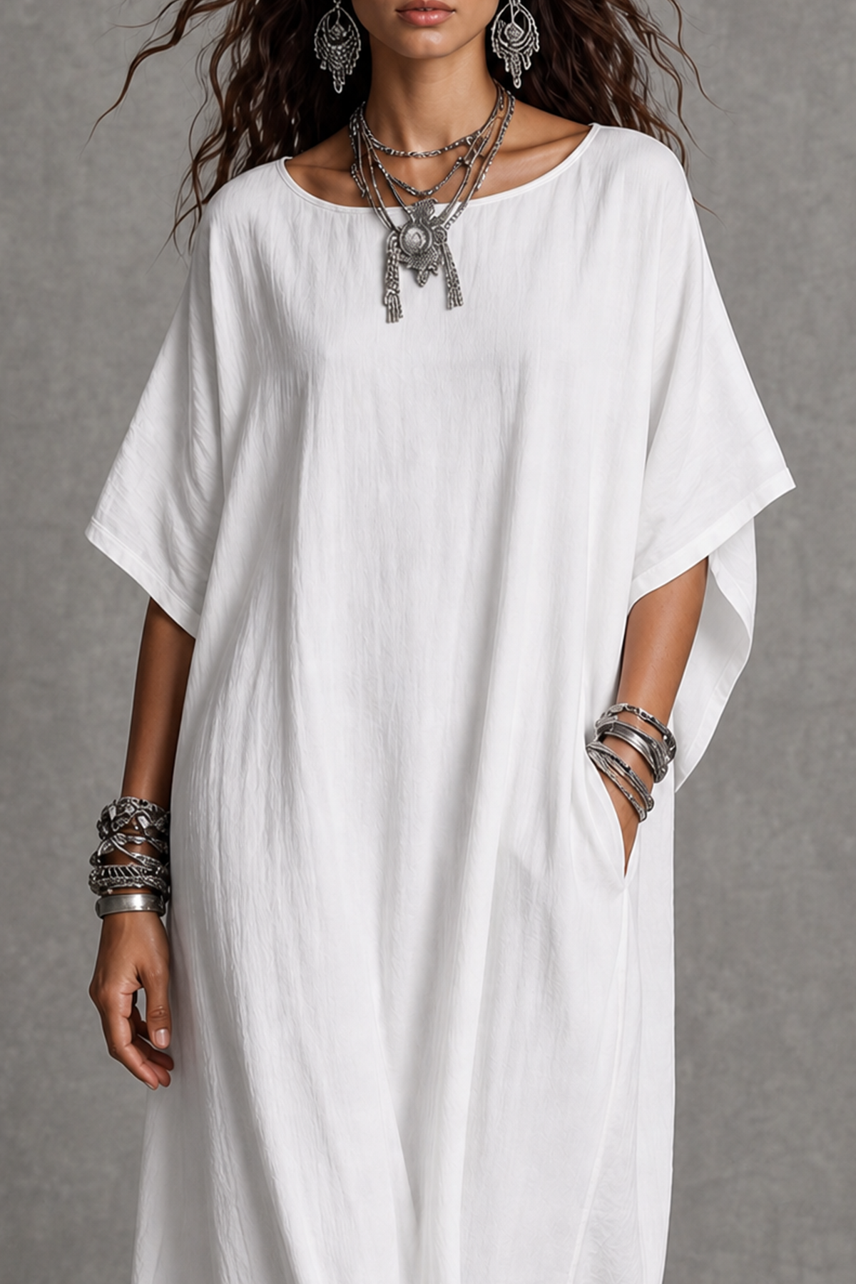 Modern Batwing Sleeve Maxi Dress