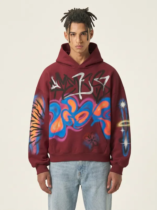 Unisex Canvas Graffiti Tiger Floral Graphic Hoodie
