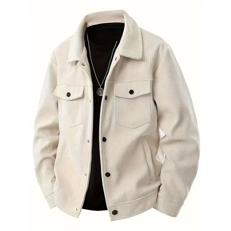 Lapel Corduroy Relaxed Outerwear Coat