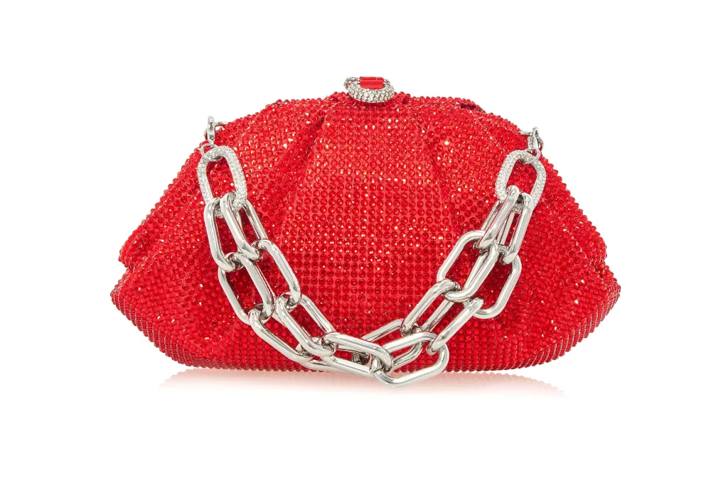 Refined Rounded Frame Crystal Clutch
