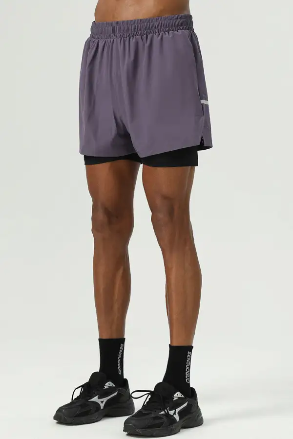 Drawstring Dual Layer Stretch Athletic Shorts
