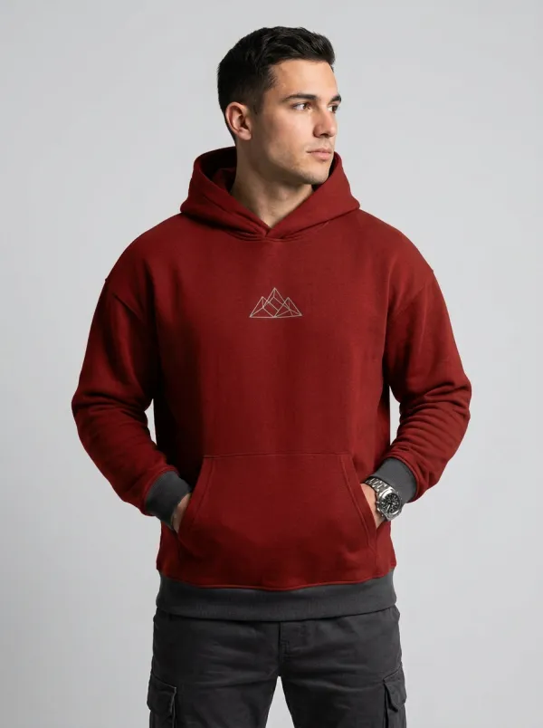 Casual Mountain Graphic Geometric Outdoor-Inspired Essential Men's Hoodie