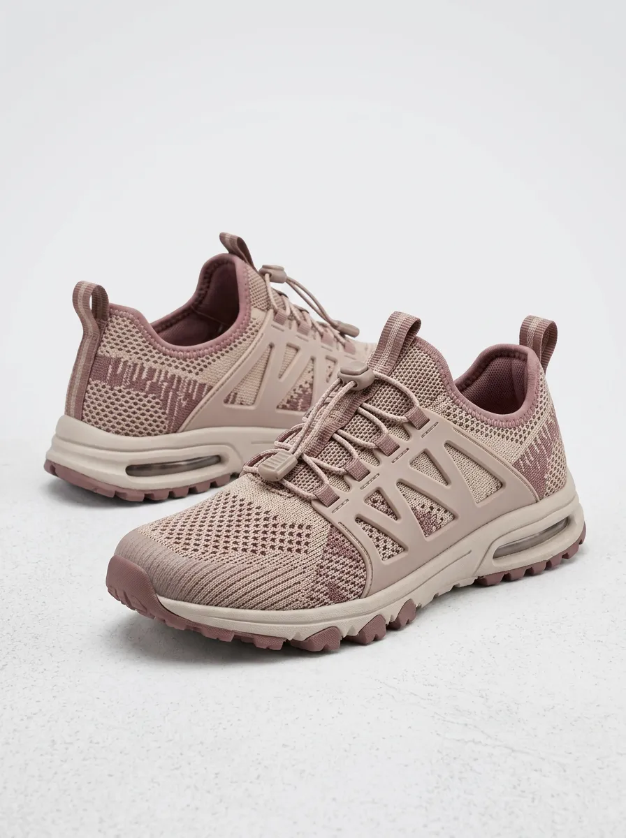 Women's Casual Sporty Mauve Knit Printed Sneakers