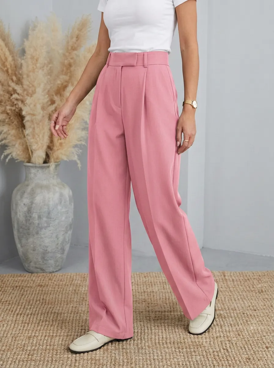 Pleated Draped Women's Wide-Leg Trousers