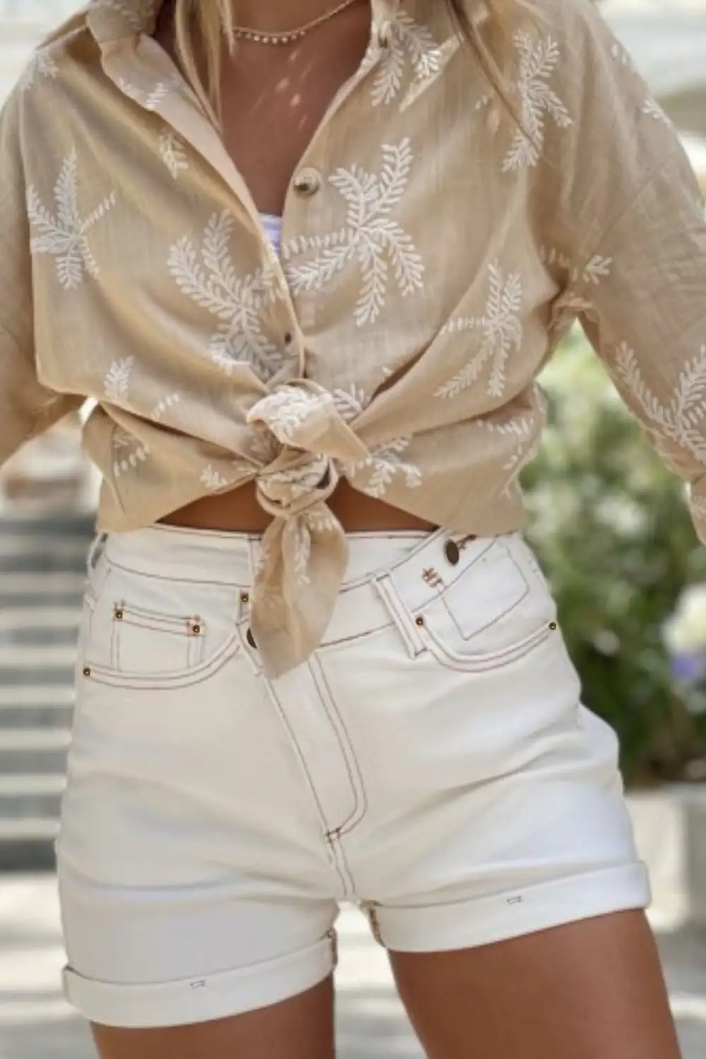White Asymmetric Waist Design Stylish Denim
