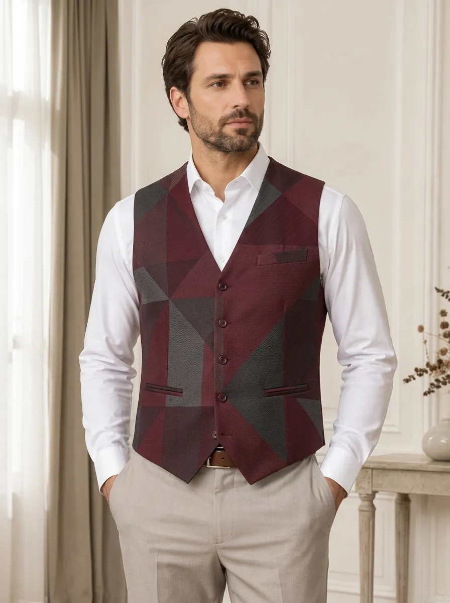 Men's Formal Business Geometric Pattern Printed Waistcoat
